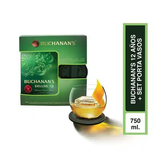 Buchanans Pack Whisky 12Y 750 mL + Set Porta Vasos