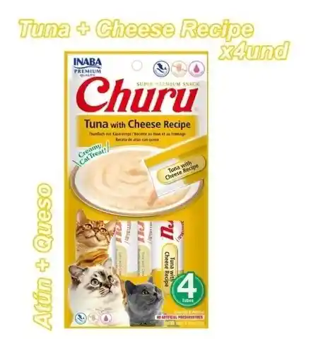 inaba gato snack churu tuna with cheese tube 56g