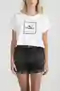 ONeill Camiseta Crop Top Cube Femenino Blanco Talla M