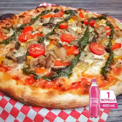 Pizza Vegana Vegetales Al Pesto + Postobón Manzana 400ml