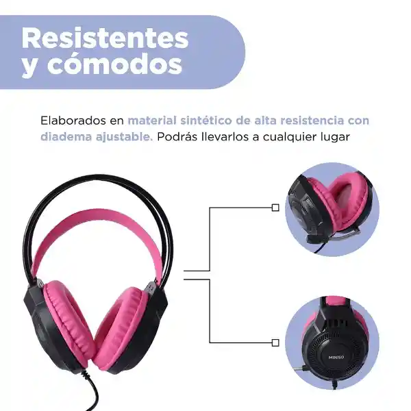 Audífonos Gaming de Diadema Morados GH220 Miniso