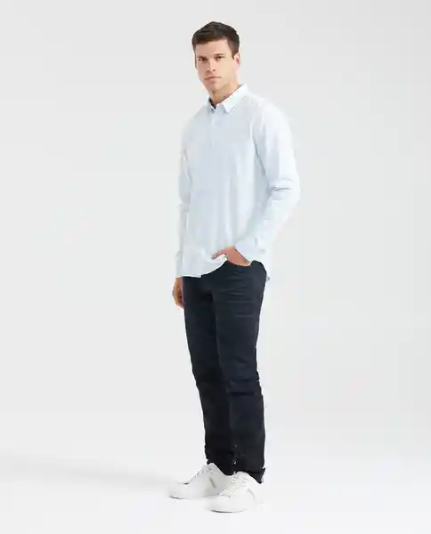Camiseta Dyed Twill M/L Masculino Azul Raso Claro XL Chevignon