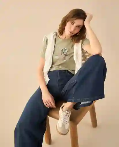Camiseta Verde Velado Medio Talla S 602G002 Esprit