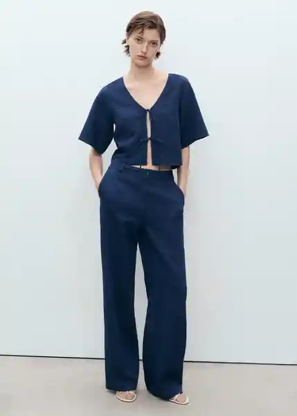 Top Naxos Azul Noche Talla S Mujer Mango