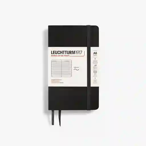 Leuchtturm1917 Cuaderno Pequeño Rayas Negro Sc