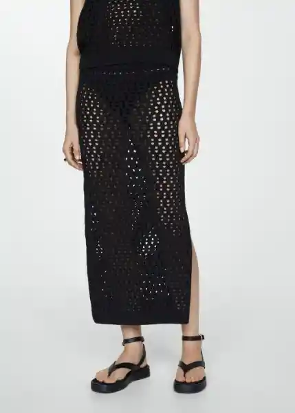 Falda Zelanda Negro Talla L Mujer Mango