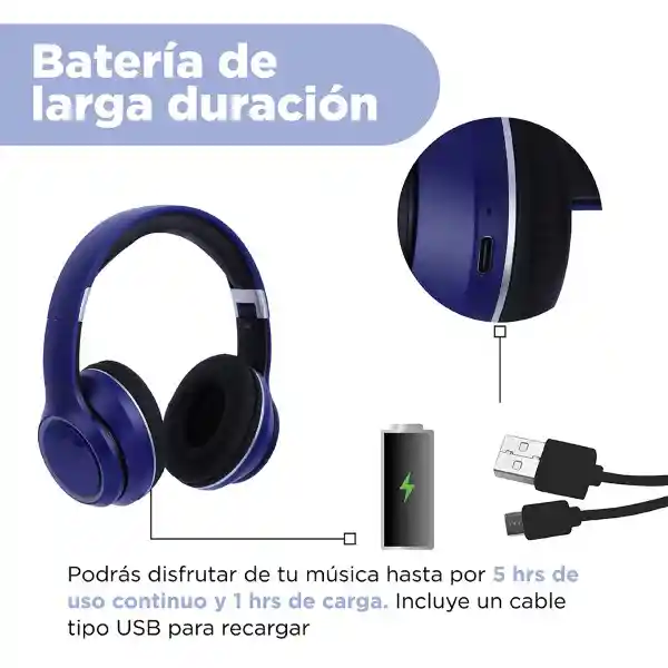 Audífonos Inalambrico Con Luz Led Serie Azul Modelo Ch66 Miniso