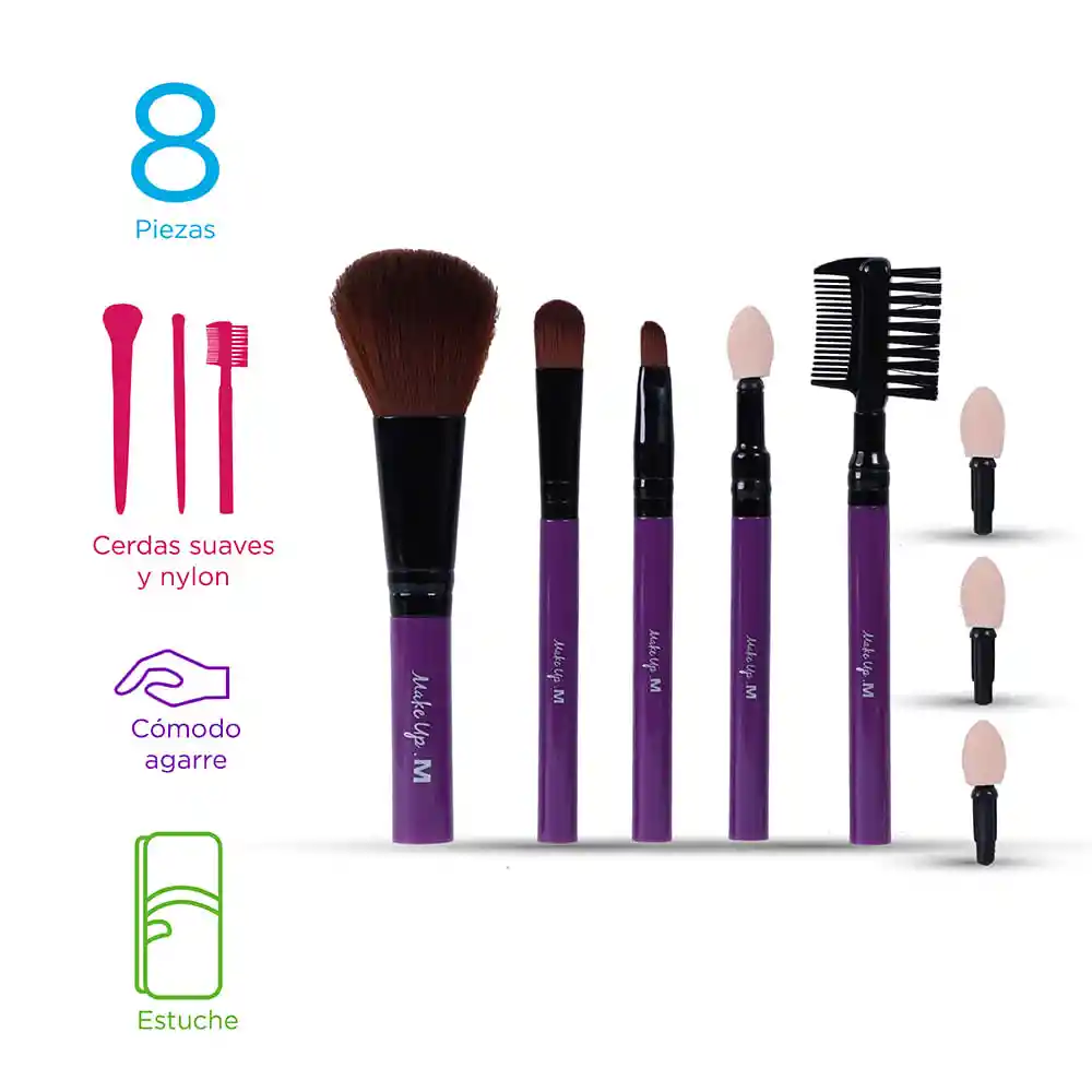 Brocha de Maquillaje con Puntas Morado Miniso