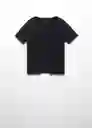 Camiseta Chalapi Negro Talla L Mujer Mango
