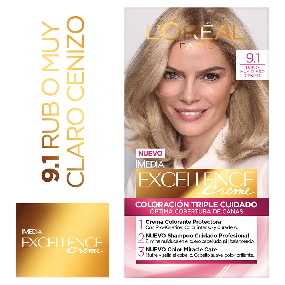 Excellence L’Oreal Tinte 9.a Rubio Muy Claro Cenizo 162.5 ml