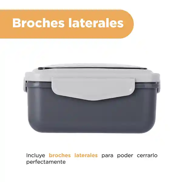 Contenedor de Comida Con 2 Compartimentos Gris 1100 mL Miniso