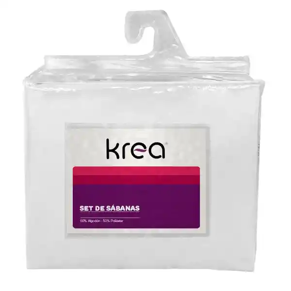 Krea Juego de Cama Doble Microfibra Blanco Rayas