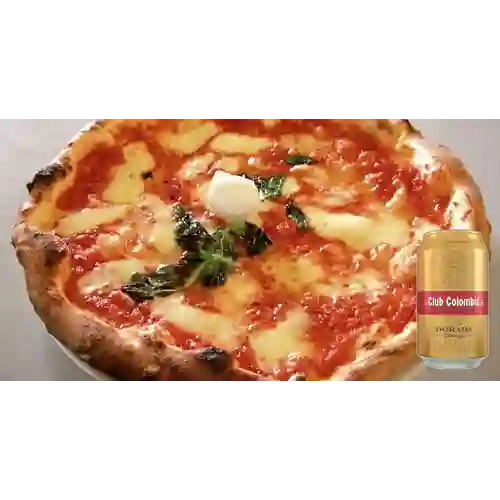 Combo Pizza Margherita Pequeña + Club Col. Dorada 330ml Lata