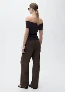 Pantalón Olive Marrón Talla 36 Mujer Mango