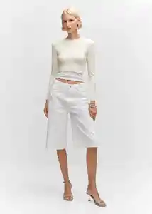 Bermuda Clair Blanco Talla 32 Mujer Mango