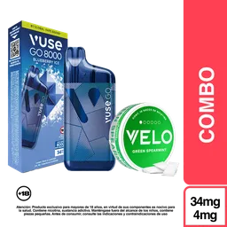 Combo Vuse Go Blueberry Ice 34 mg + VELO Menta Verde 4 mg