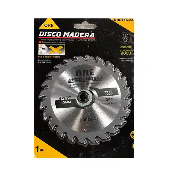 Ore Disco de Corte Sierra 24 Dientes Madera 4"