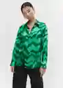 Camisa Medal Verde Talla M Mujer Mango