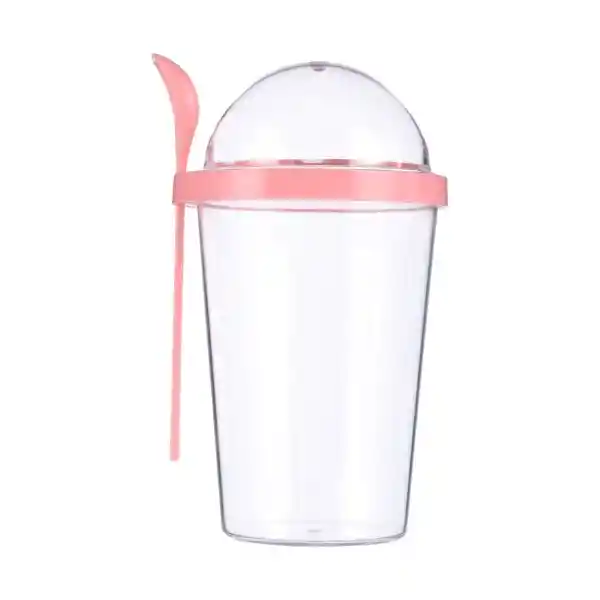 Vaso Plástico Para Ensalada Mediano Rosado Miniso