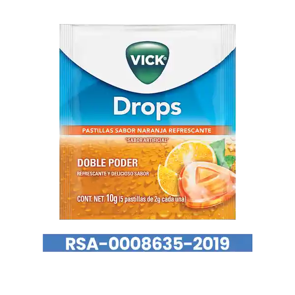 Vick Pastillas Refrescantes con Sabor a Naranja Drops 
