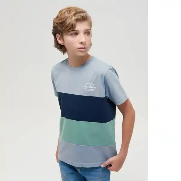 Camiseta Contrast Block Niño Azul Claro Talla 6 Chevignon