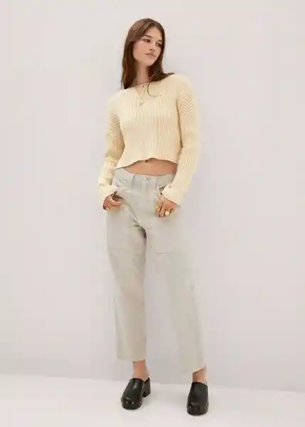 Pantalón Alessia Crudo Talla 36 Mujer Mango