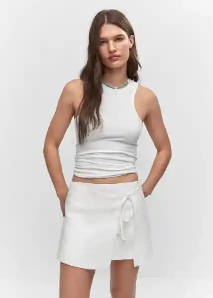 Falda Berta Blanco Talla 18 Mujer Mango