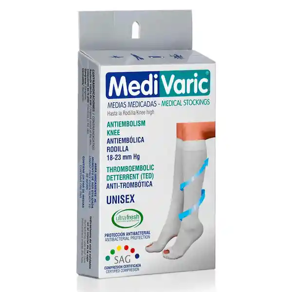 Medi Varic Media Antiembolica Rodilla Talla XL Blanco