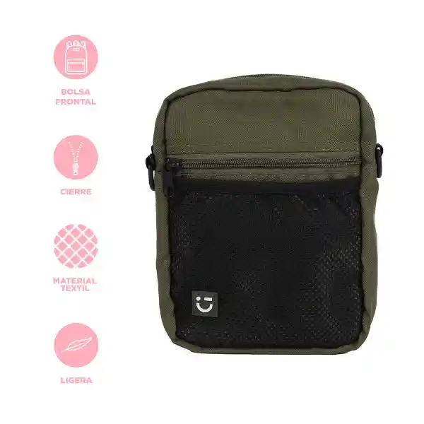 Bolso Crossbody Con Bolsa Frontal de Red Verde Miniso