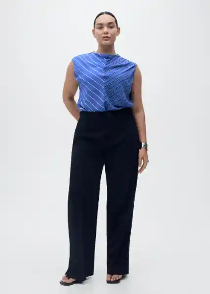 Blusa Noeli Azul Talla S Mujer Mango