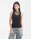Esqueleto Mesh Doble Tanktop Negro Noche Talla S Chevignon