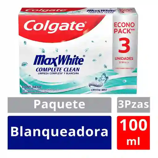 Crema Dental Colgate Max White Complete Clean 100ml x3und