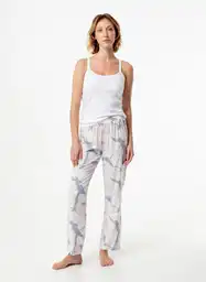 Pant. Pij. Largo Mujer M - Blanc/Est