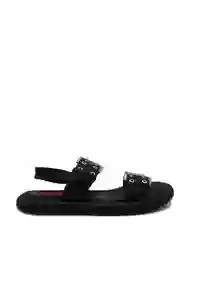 Sandalias Plana Coco Negro Talla 36 Mercedes Campuzano