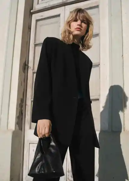 Blazer Americana Iguana Negro Talla M Mujer Mango