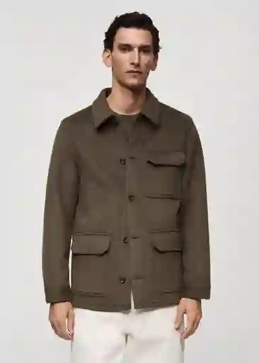 Sobrecamisa Coppi Khaki Talla M Hombre Mango