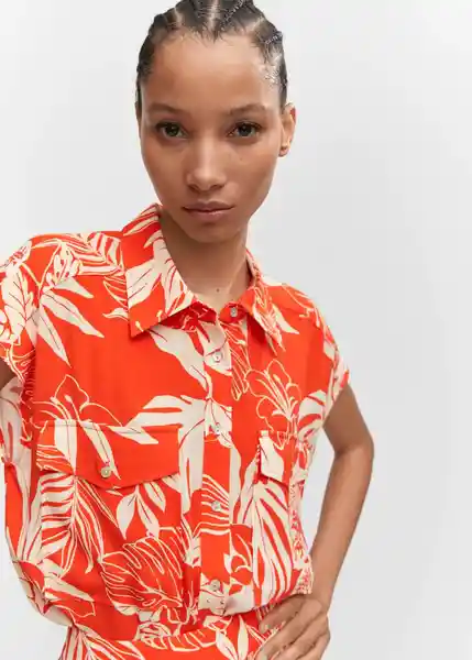 Blusa Poems Naranja Talla S Mujer Mango