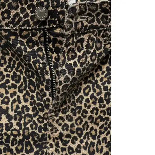 Jean Leopard Marron Talla 42 Mujer Mango