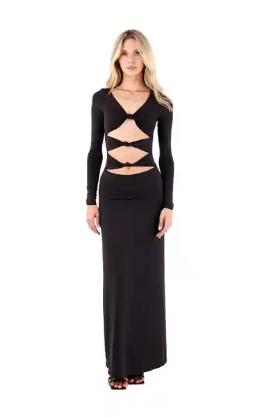 Vestido Largo Mistica Negro Talla M Mercedes Campuzano