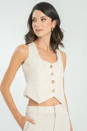 Chaleco Golden Color Beige Claro Talla S Ragged