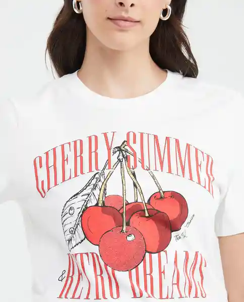 Camiseta Cherry Summer Tee Crudo Prístino Claro L Chevignon