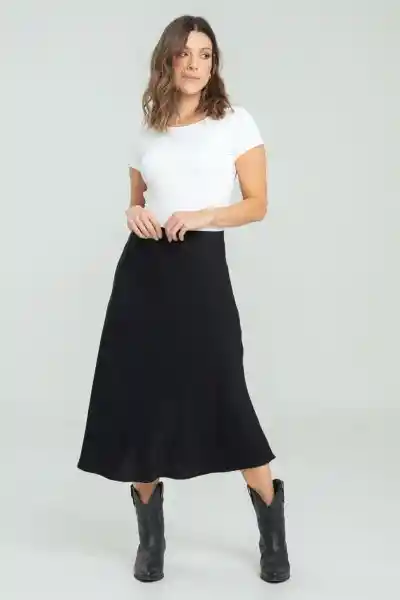Falda Midi Vuelo Color Negro Talla 10 Ragged