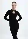 Vestido Coletas Negro Talla S Mujer Mango