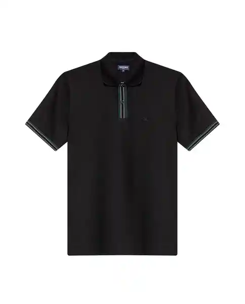 Camiseta Striped Placket Polo Negro Sombrio T M Chevignon