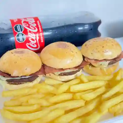 3 Burger Mini + Papas Fritas + Gaseosa 1