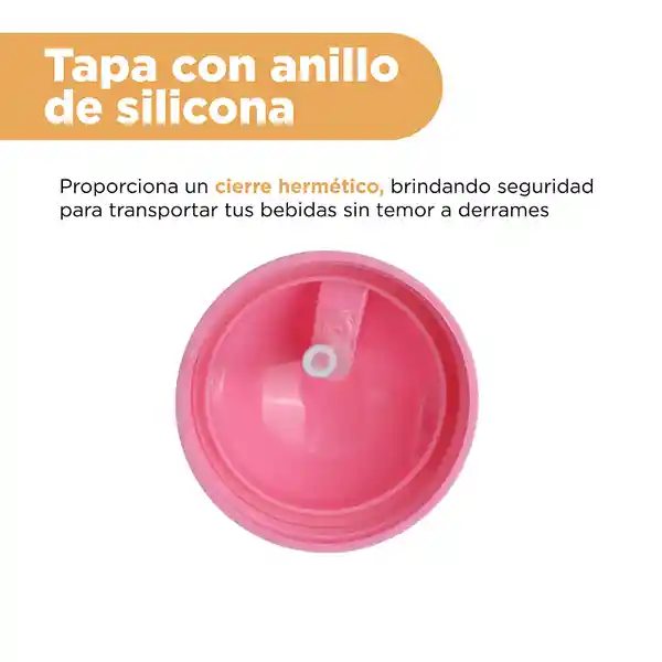 Botella de Plástico Con Pitillo Serie Mis Pastelitos Rosa Miniso
