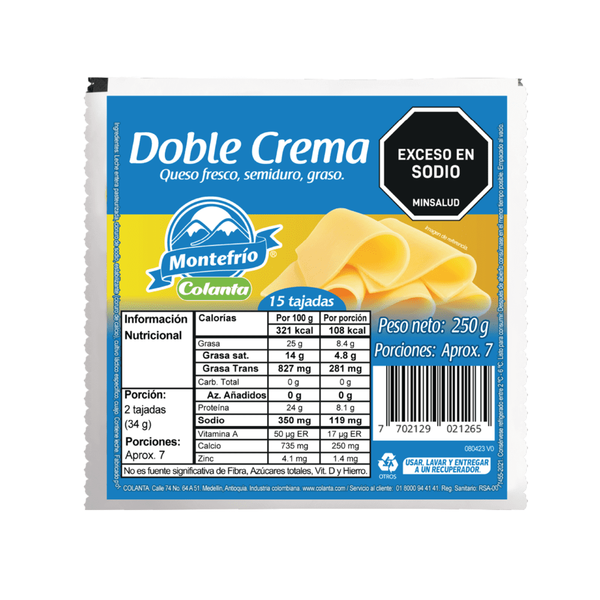Queso Montefrio Doble Crema Tajado 250 g