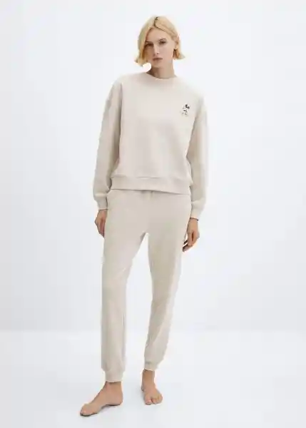 Sudadera Pijama Maury Beige Talla L Mujer Mango