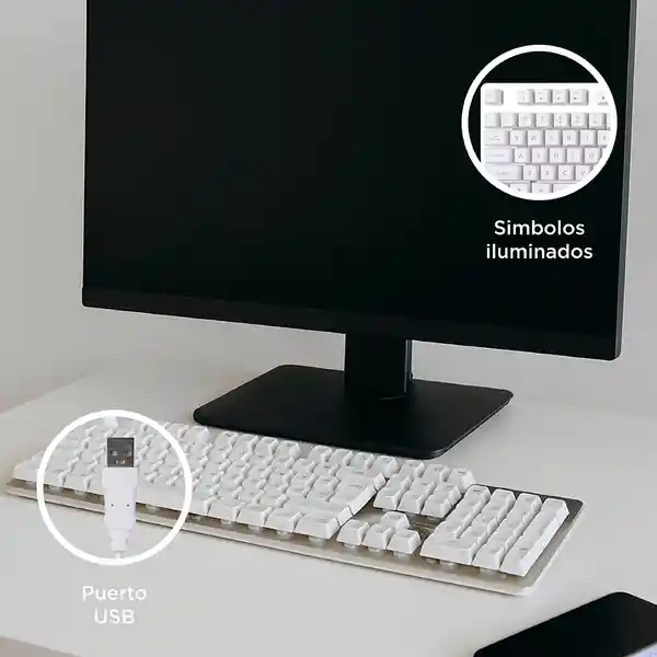 Teclado Metálico Gaming Blanco Mod Swgk813 Miniso