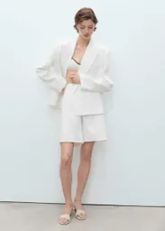 Bermuda Camilla Blanco Talla 36 Mujer Mango